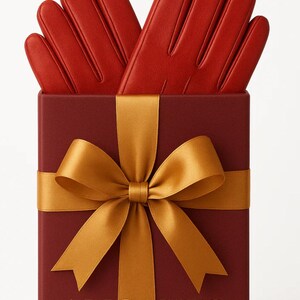 Women's black leather gloves with warm fleece lining luxury Christmas gift free delivery image 4