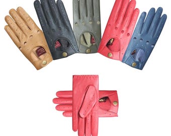 Men Leather Driving Gloves  Classic handmade Unlined Soft, free postage