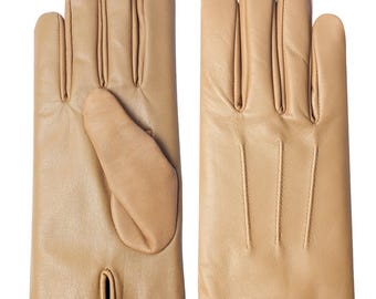 Men's brown leather gloves warm soft cashmere lined free luxury gift box free delivery