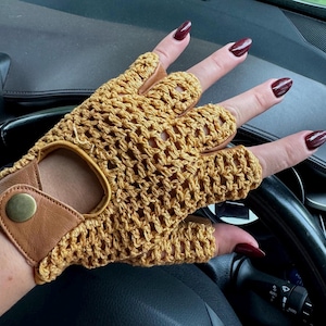 Fingerless driving gloves men women Crochet-Backed  Leather Driving gloves /Racing/ Cycling /fingerless Gloves nappa Leather driving gloves