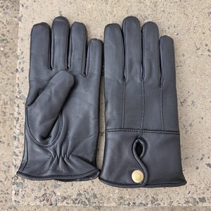 Women's black leather gloves with warm fleece lining luxury Christmas gift free delivery image 6