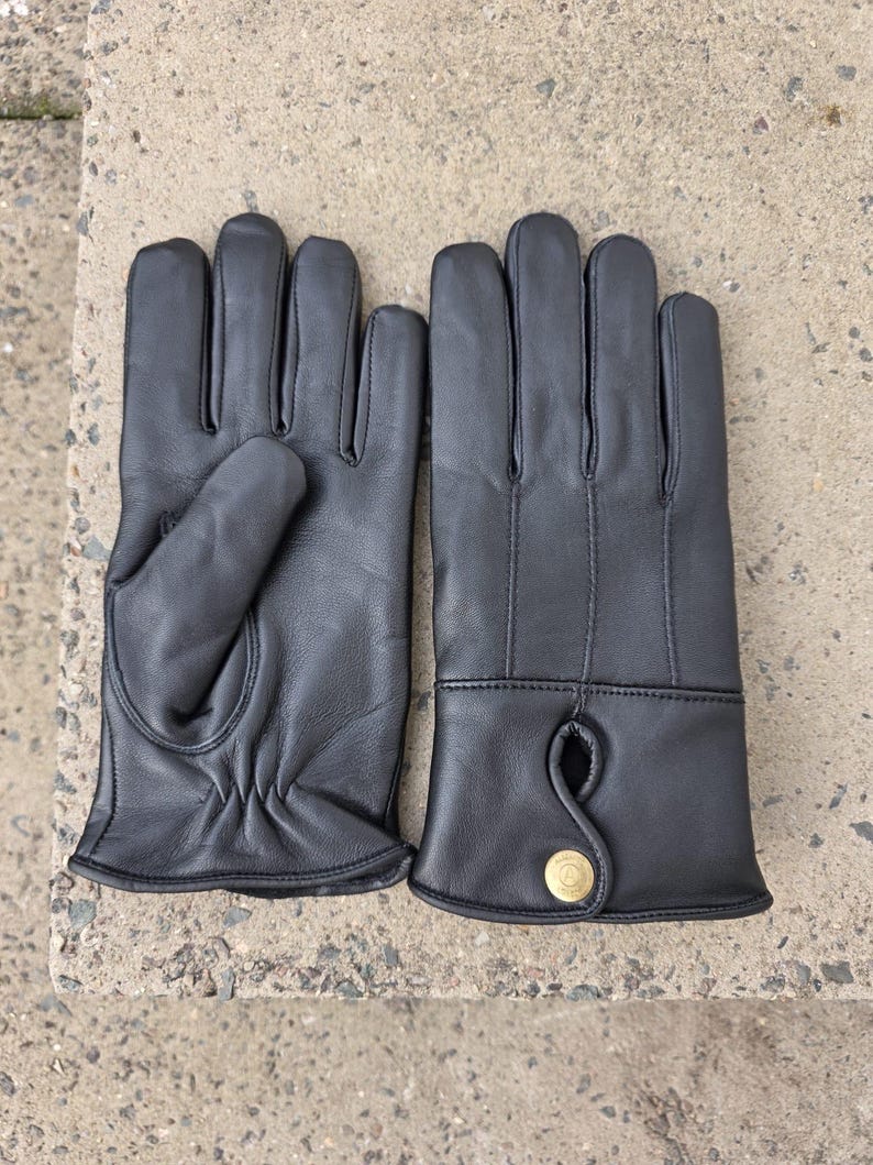Women's black leather gloves with warm fleece lining luxury Christmas gift free delivery image 6