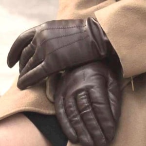 Women&#39;s Classic Leather Gloves warm soft fur/cashmere lining brown gift for her