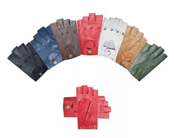 Unlined Nappa Leather Fingerless Gloves: Women's & Men's Driving, Cycling, Gym free delivery