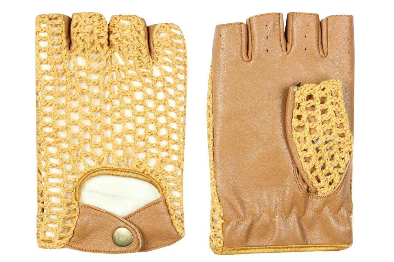 GUANTI DA GUIDA Vintage In Pelle Palmo Schiena All'uncinetto Disponibili In Cognac Marrone S-XL EUR 20,92 - IT - Foto 3