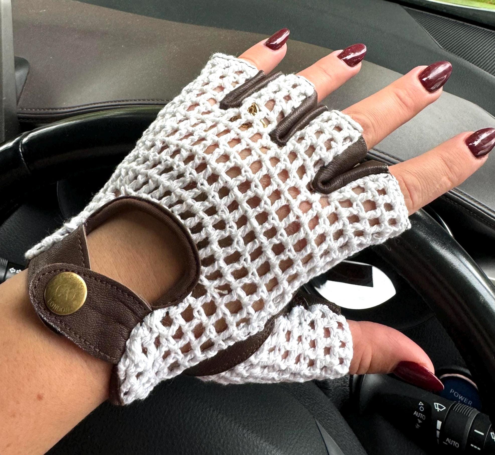 Guanti Rossi Senza Dita All'uncinetto, Guanti Donna, Guanti Inverna... | Su - Foto 2