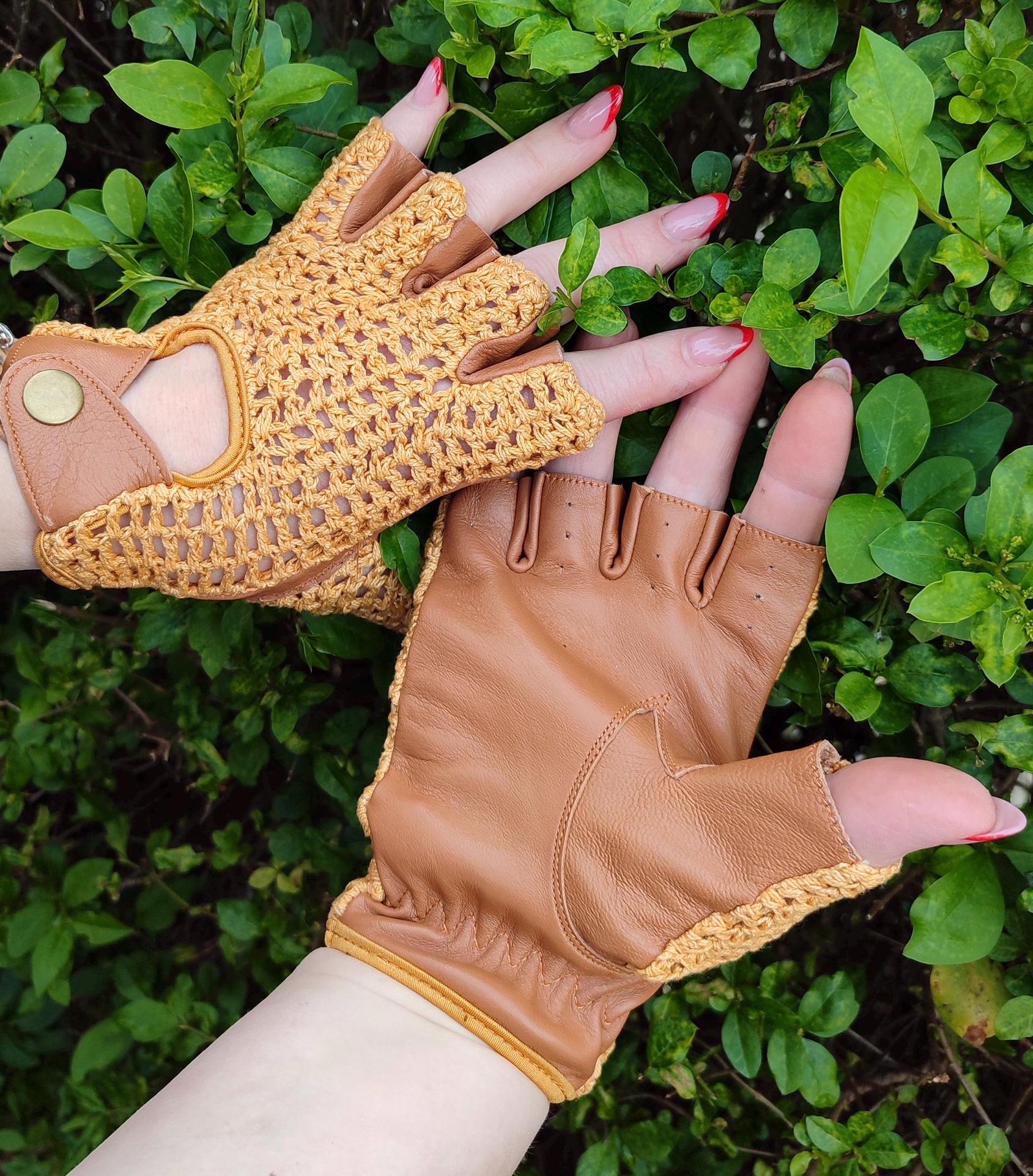 Guanti Rossi Senza Dita All'uncinetto, Guanti Donna, Guanti Inverna... | Su - Foto 4