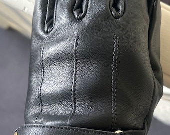 Gants noirs chauds en laine et cachemire doublés en cuir lisse pour hommes