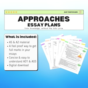 Approaches Essay Plans | Approaches AQA | Psychology A level Revision Notes AQA AS and A2 | Clear Concise Aesthetic Digital Notes