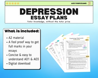 Psykologi på A-nivå: Uppsatsplaner för depression | AQA-revision (digital nedladdning)