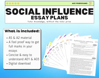 Social Influence Essay Plans | A-Level Psychology Revision (Digital Download)