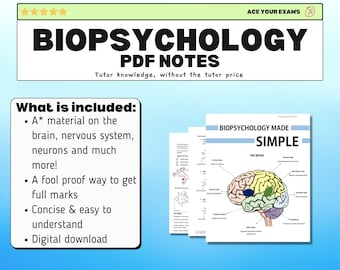 AQA A-Level Biopsychology Revision Notes | Psychology Tutor (Digital Download)