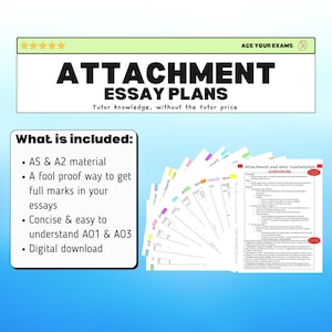 Piani di attaccamento / AQA di attaccamento / Appunti di revisione di psicologia di livello A AS e A2 / Appunti estetici chiari e concisi