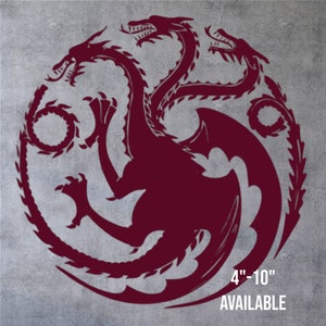 6&quot;-10&quot; &quot;House of Dragon&quot; like Vinyl Decal, Car Decals, Wall Art, Dragon Car Decal, Dragon from House of Dragon, Family Crest