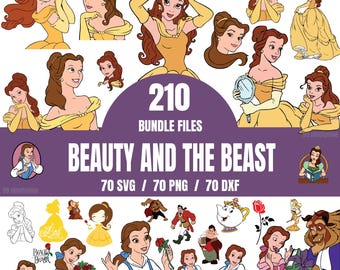 Beauty and the Beast SVG PNG Bundle, Princess Rose Cricut Files, Belle Clipart, Digital Download