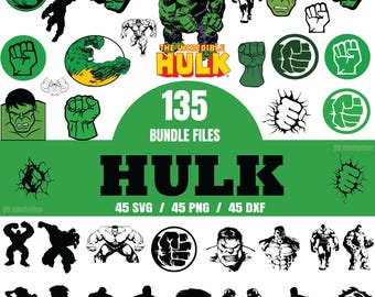 Hulk SVG PNG Bundle, Incredible Avengers Cricut Files, Superhero Smash Clipart, Digital Download