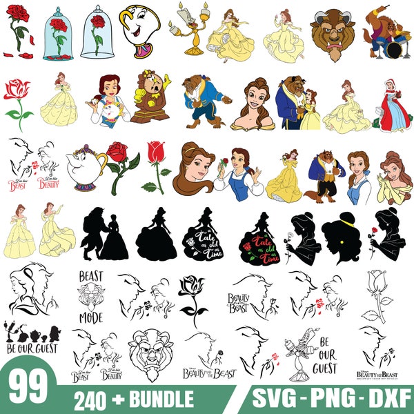 Beauty and The Beast Svg bundle- PNG-SVG-DXF