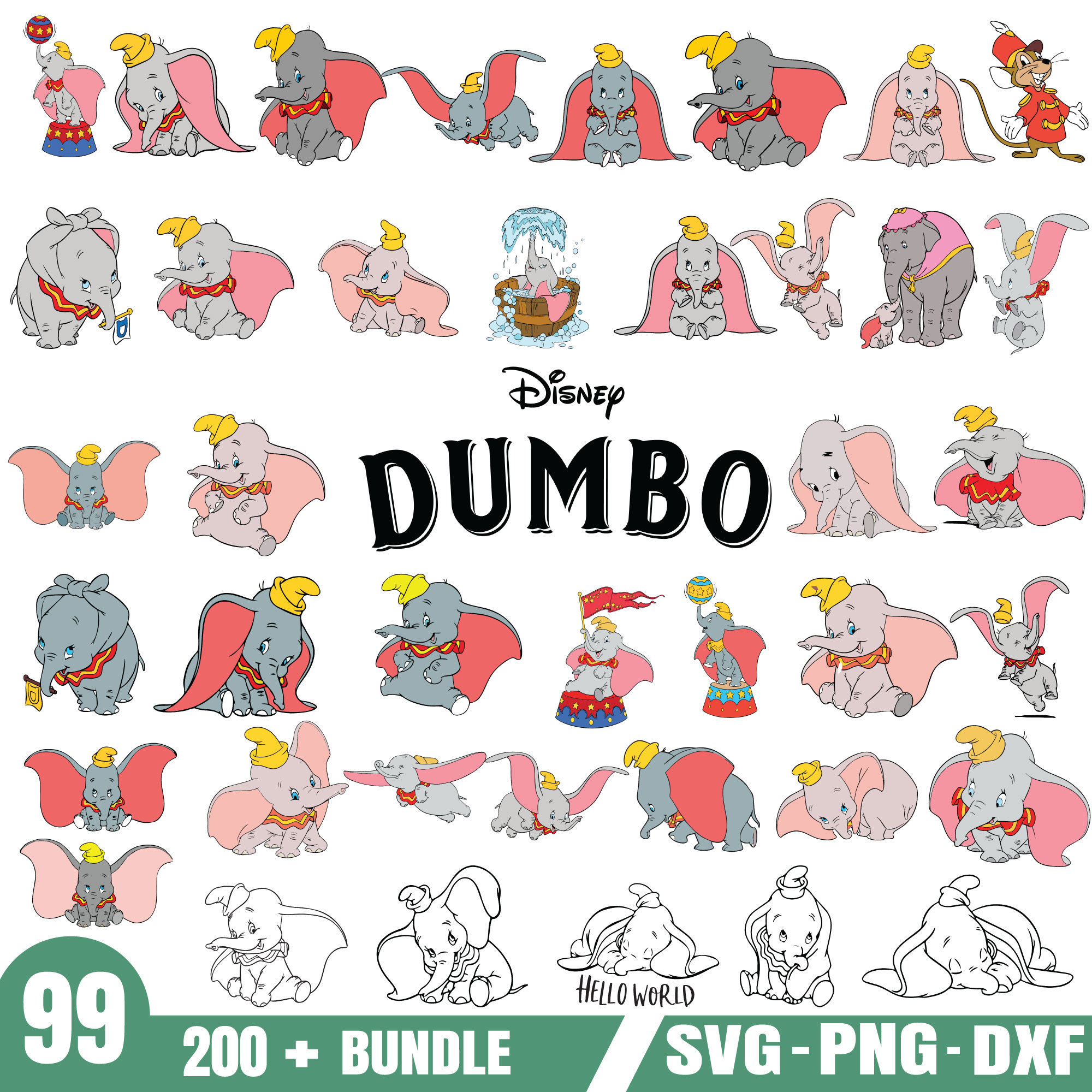 Dumbo Svg Bundle PNG-SVG-DXF - Etsy