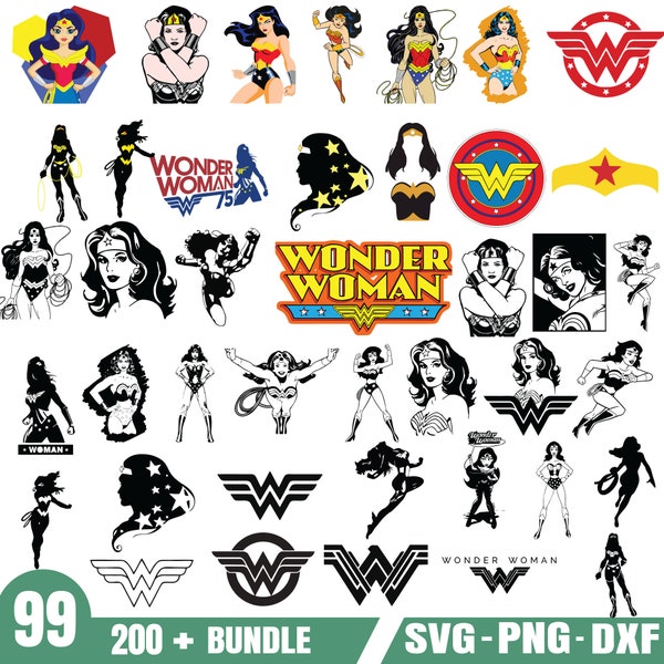 Wonder Woman Svg bundle- PNG-SVG-DXF