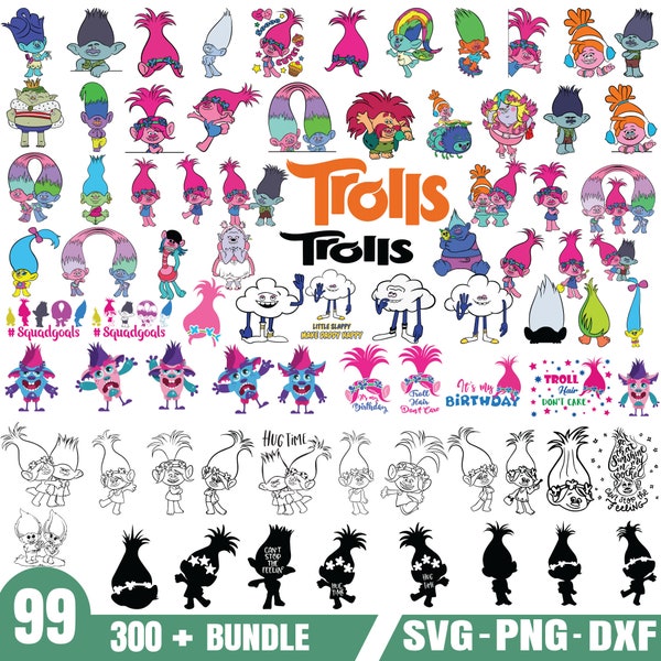 Trolls Svg bundle- PNG-SVG-DXF