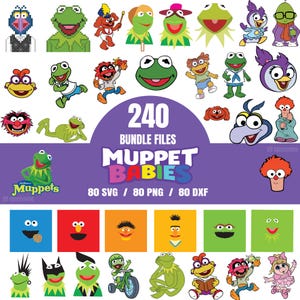 Paquete de archivos SVG y PNG de Muppet Babies, archivos Cricut de dibujos animados retro, imágenes prediseñadas para guardería, descarga digital.