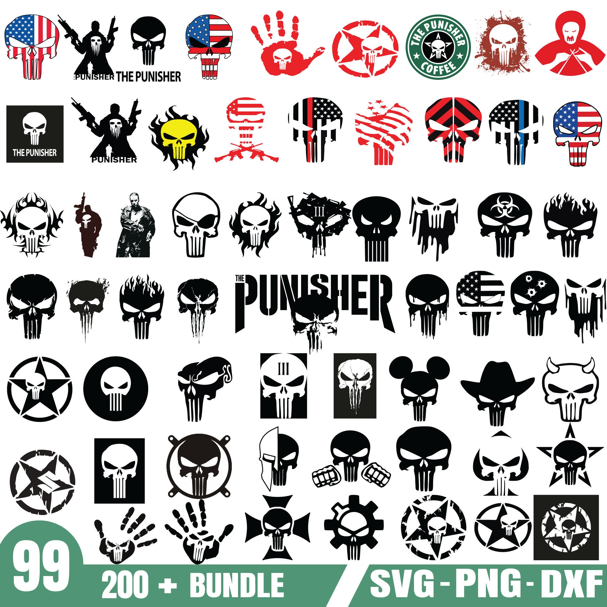 2X The Punisher, Sticker, Logo, (15x10cm) Autoaufkleber