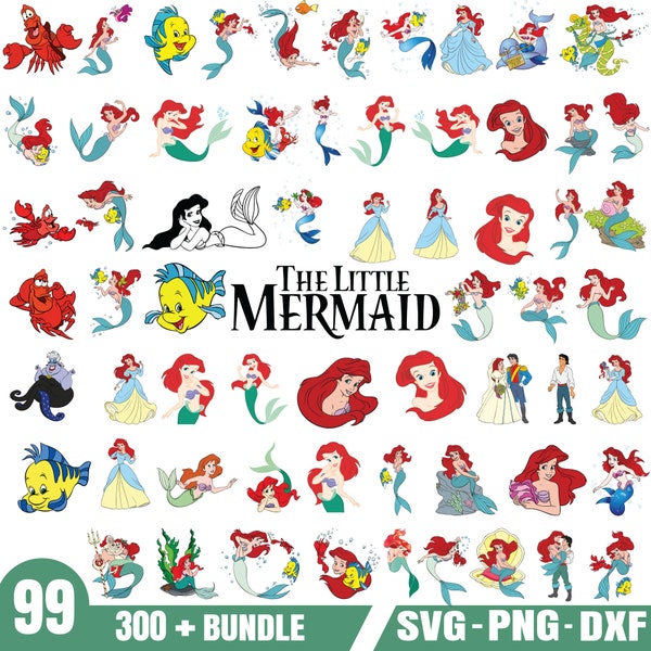 Little Mermaid Svg Bundle- PNG-SVG-DXF