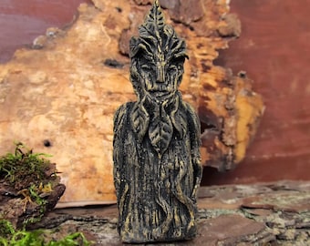 Green Man statue Pagan Forest god figurine Wicca small statuette Celtic god Witch Altar idol Spirit Shaman doll Pocket amulet Tree of Life