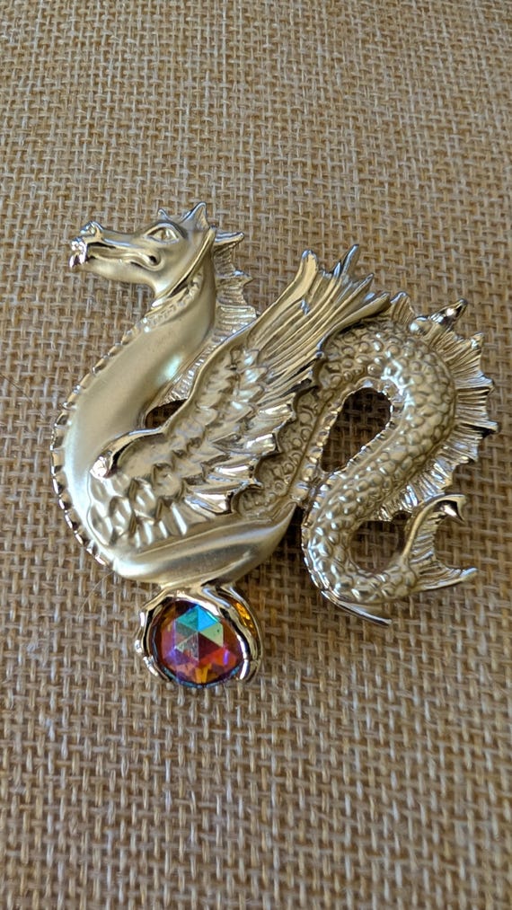 JC Gold Tone Dragon Brooch/Pin