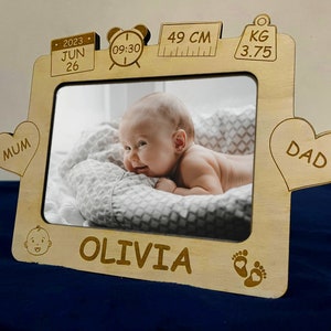 Photo Frame Newborn Gift Baby Photo Frame Baby Gift Wood Frame Laser Template SVG File Customizable Frame for Baby