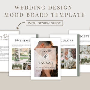 Wedding Design Mood Board Template with Design Guide | Canva Editable Template | Wedding Design Inspiration Workbook for Wedding Planning