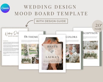 Wedding Design Mood Board Template with Design Guide | Canva Editable Template | Wedding Design Inspiration Workbook for Wedding Planning
