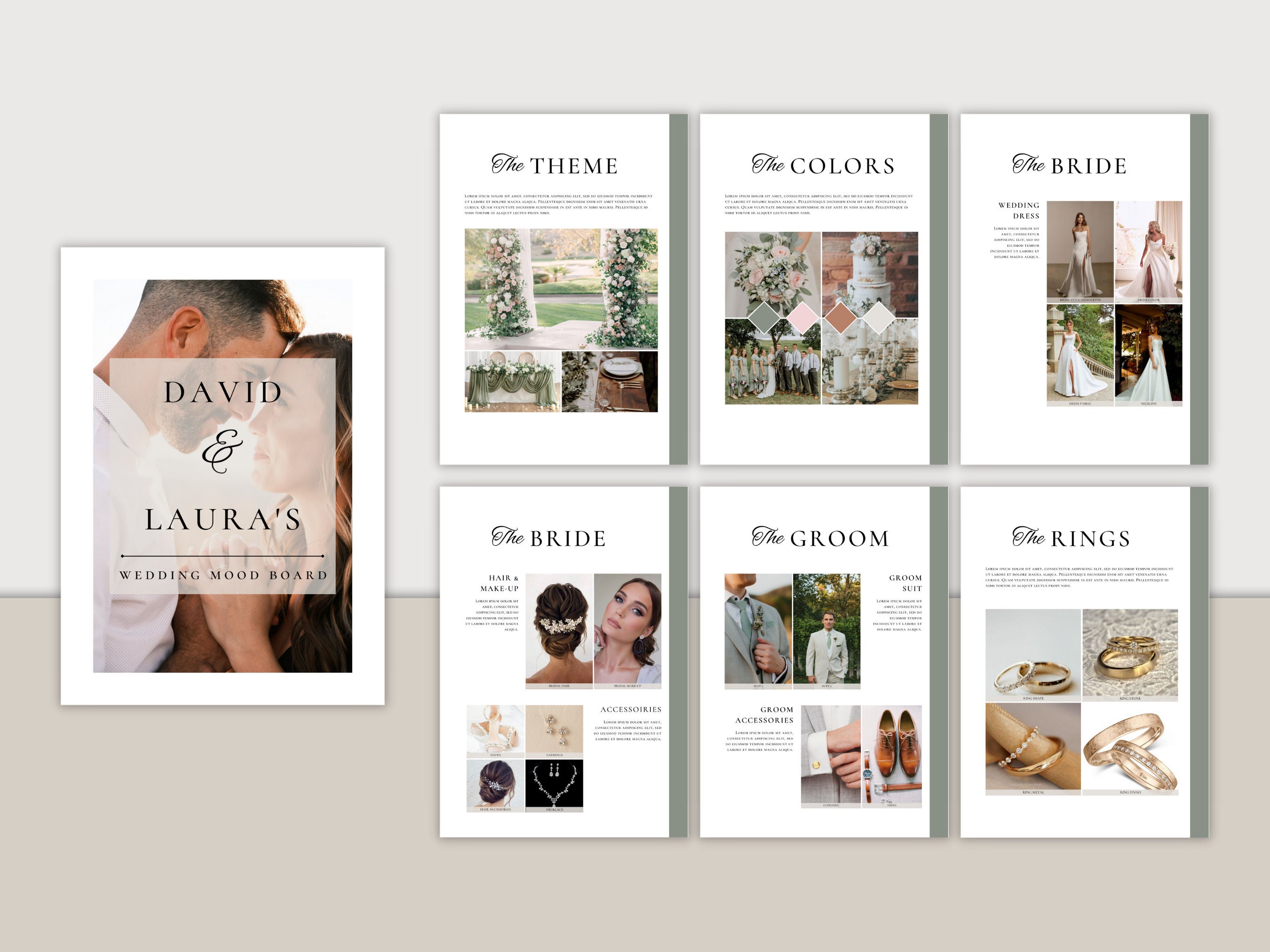 Wedding Design Mood Board Template With Design Guide | Canva Editable ...