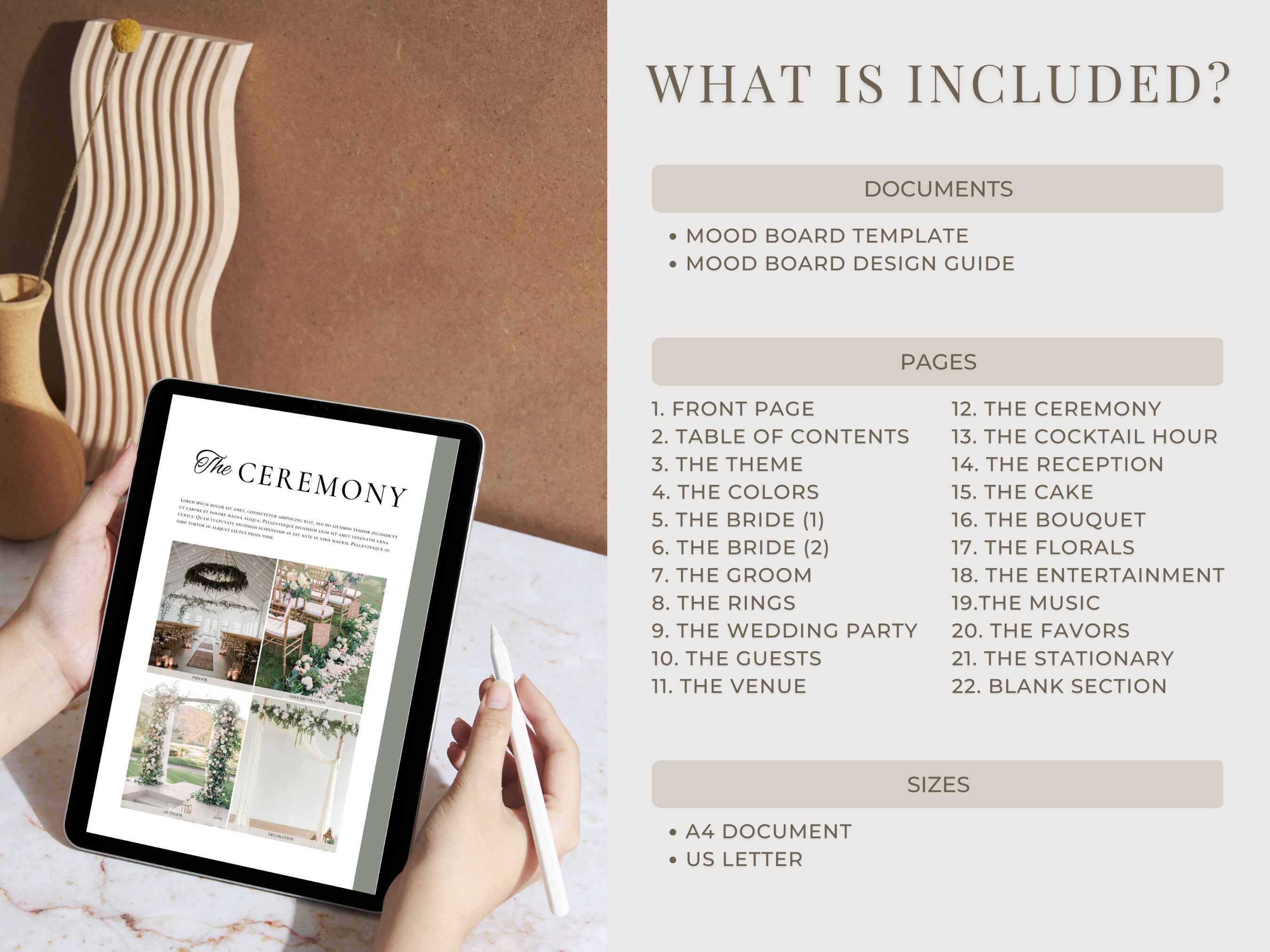Wedding Design Mood Board Template With Design Guide | Canva Editable ...