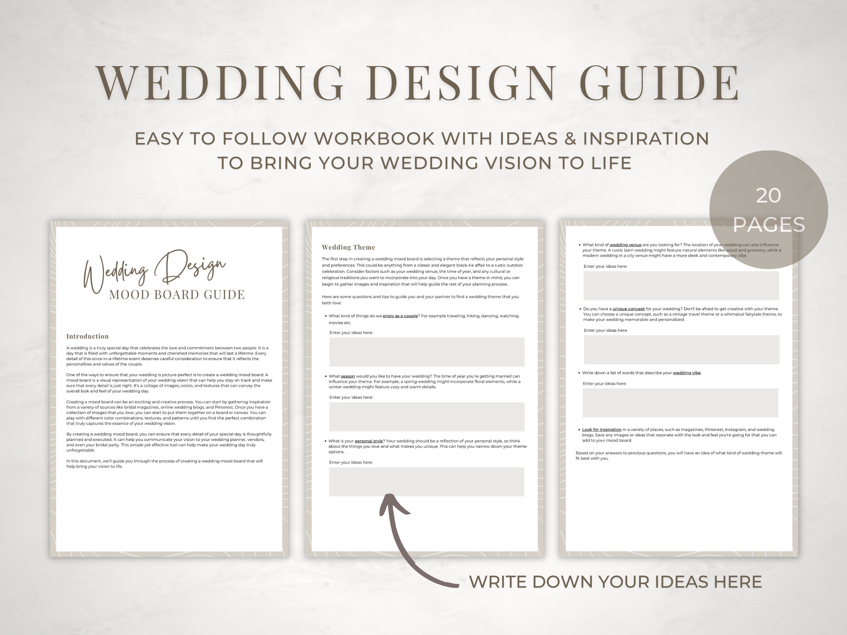 Wedding Design Mood Board Template With Bonus PDF Guide | Canva ...