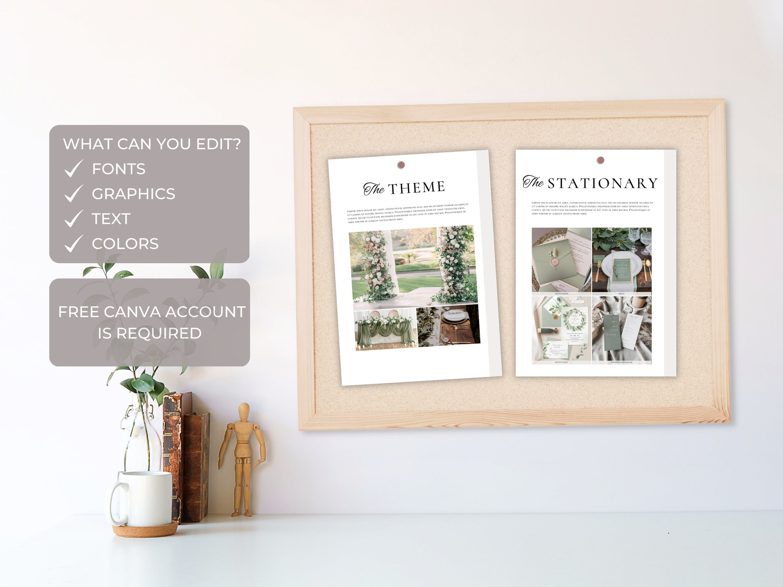 Modern Wedding Mood Board Template With Bonus Guide | Canva Template ...