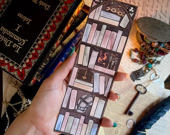 Marcapáginas de doble cara con seguimiento de lectura medieval, marcapáginas de estantería, estética Castlecore, regalo para lectores.