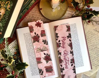 Christmas Bookmark, Personalised Bookmark, Aesthetic Christmas Bookmark, Vintage Bookmark, Christmas Gift for Readers, Personalised Gift