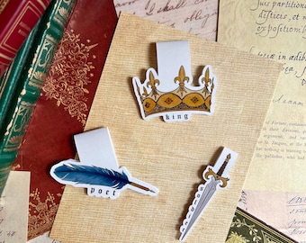 Marcapáginas magnético "Rey Poeta Soldado", marcapáginas magnético medieval, Castlecore, marcapáginas de estética medieval, regalo para lectores