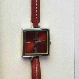 Vintage Coach Ladies Watch: Burgundy Leather, Silver Bezel  display picture 1