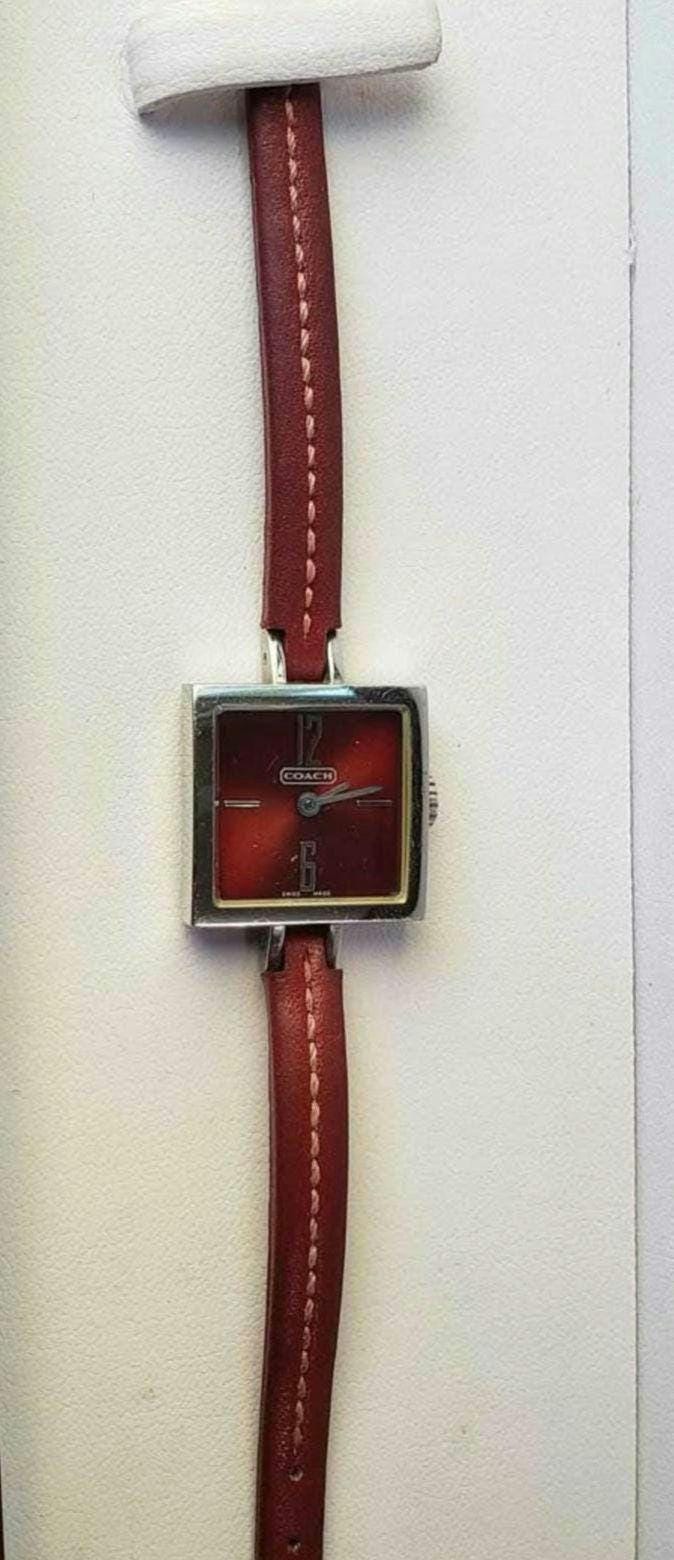 Coach Women\'s Silver and Burgundy Watch Coach | Accessories | Coach Womens Burgundy Watch Nwt | Poshmark main image 3