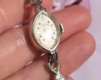 Vintage Bulova 10K White Gold & Diamonds Ladies Mechanical  display picture 2