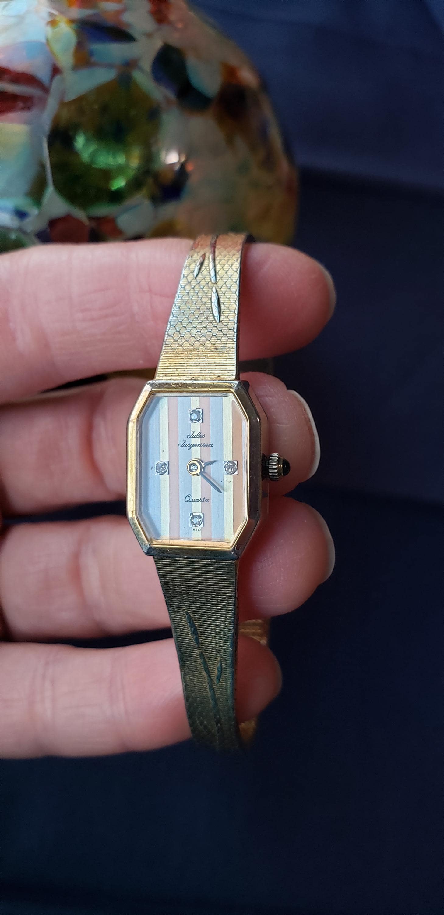 Jules Jurgensen Women\'s Watch Vintage Cocktail 14k Gold Diamond Swiss Quartz Sold out ❌ Dainty vintage ladies main image 2