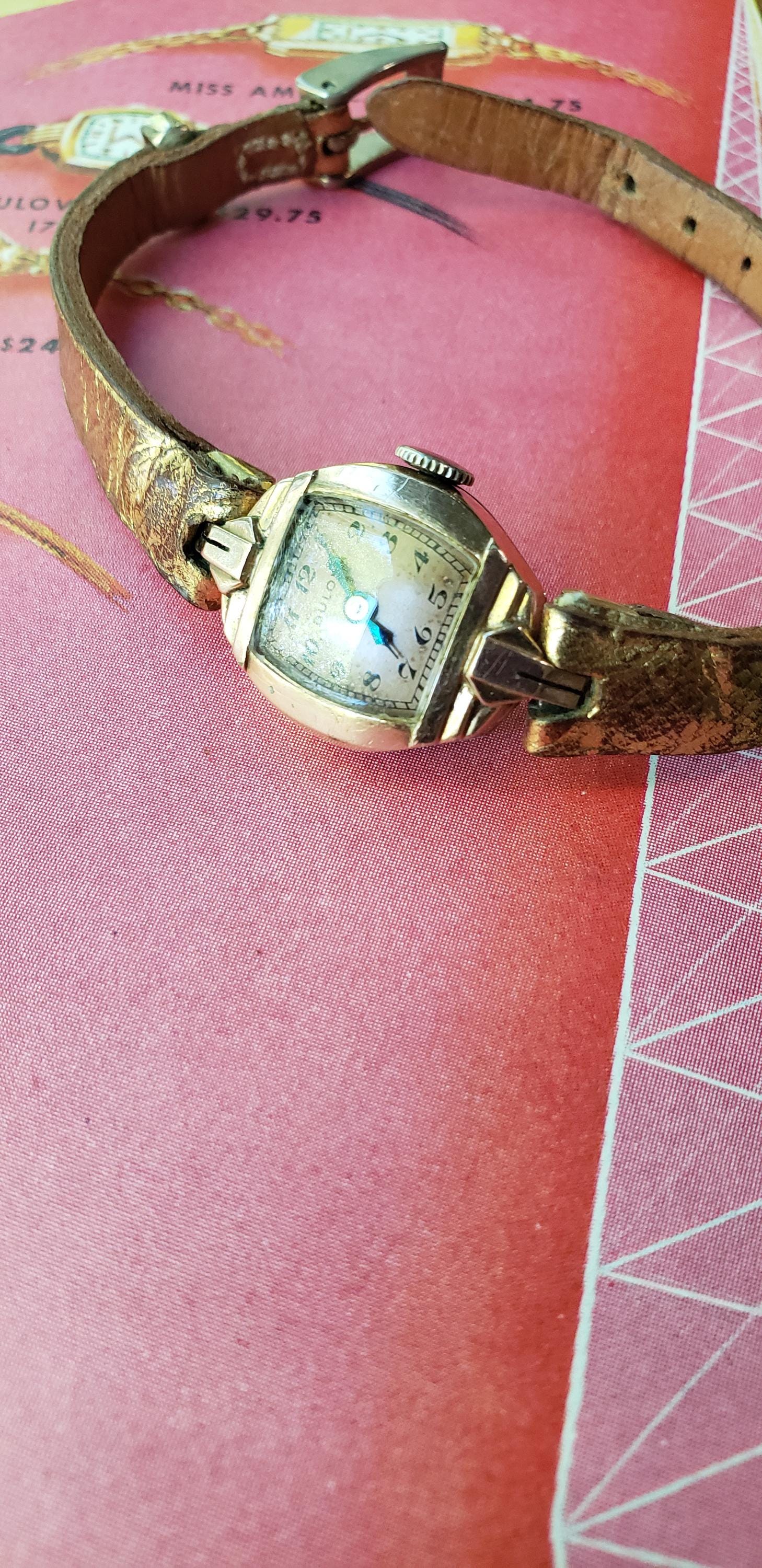 Vintage 1930s Bulova Art Deco Ladies Cocktail Watch 10K Rose 