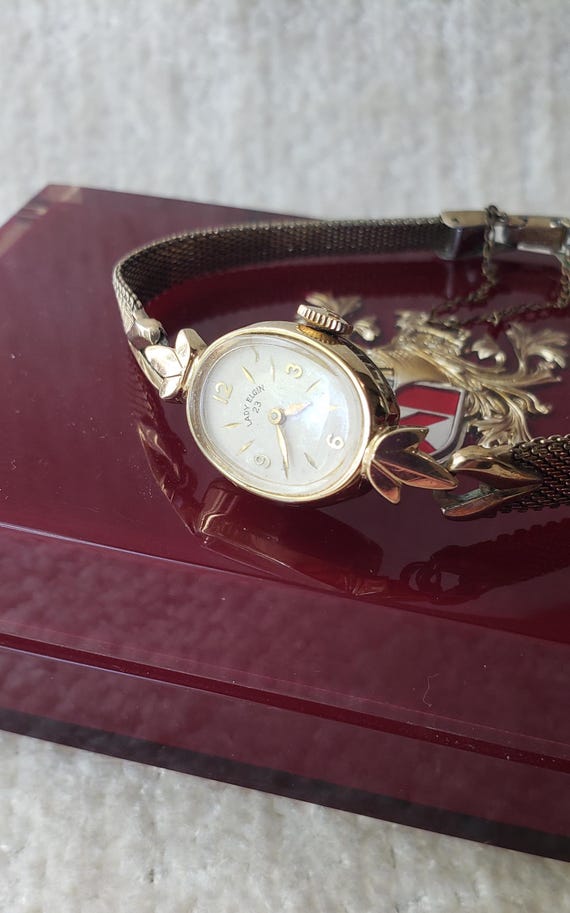 Vintage Elgin Ladies Wristwatch 10K Gold Filled Manual Wind Vintage Elgin Ladies Hand Winding Watch With 10K Gold Filled  main image 4
