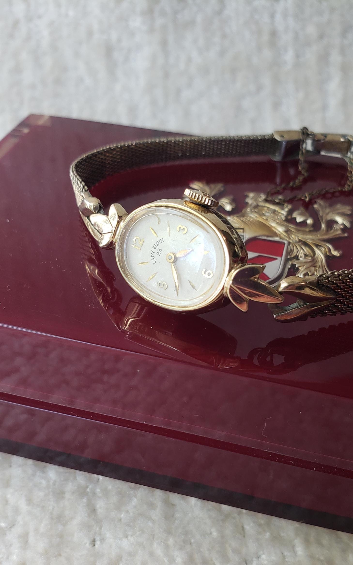 Vintage 1940s Elgin 10K Gold Ladies Mechanical Cocktail Watch in