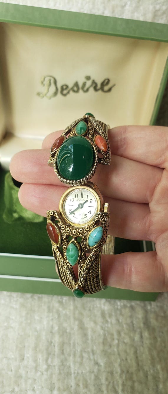 Vintage peek a boo mechanical winding bangle watch gemstone bracelet Vintage peek a boo mechanical winding bangle watch gemstone  main image 3