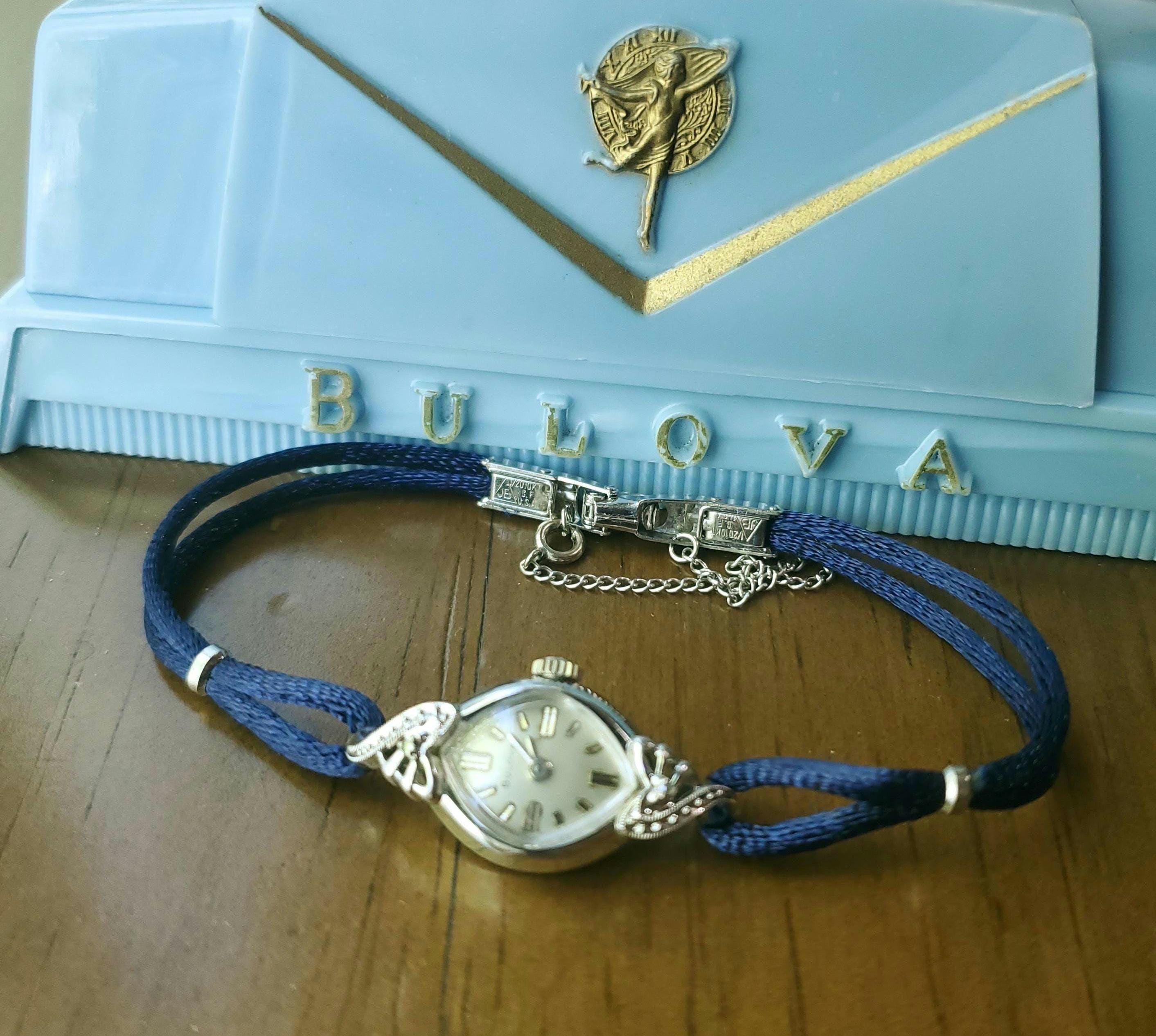 Vintage Bulova 10K Gold & Diamonds Ladies Mechanical Cocktail Watch in Original Box! Fifth Avenue, 21 Jewels! WORKS! STUNNING!! WOW!!!