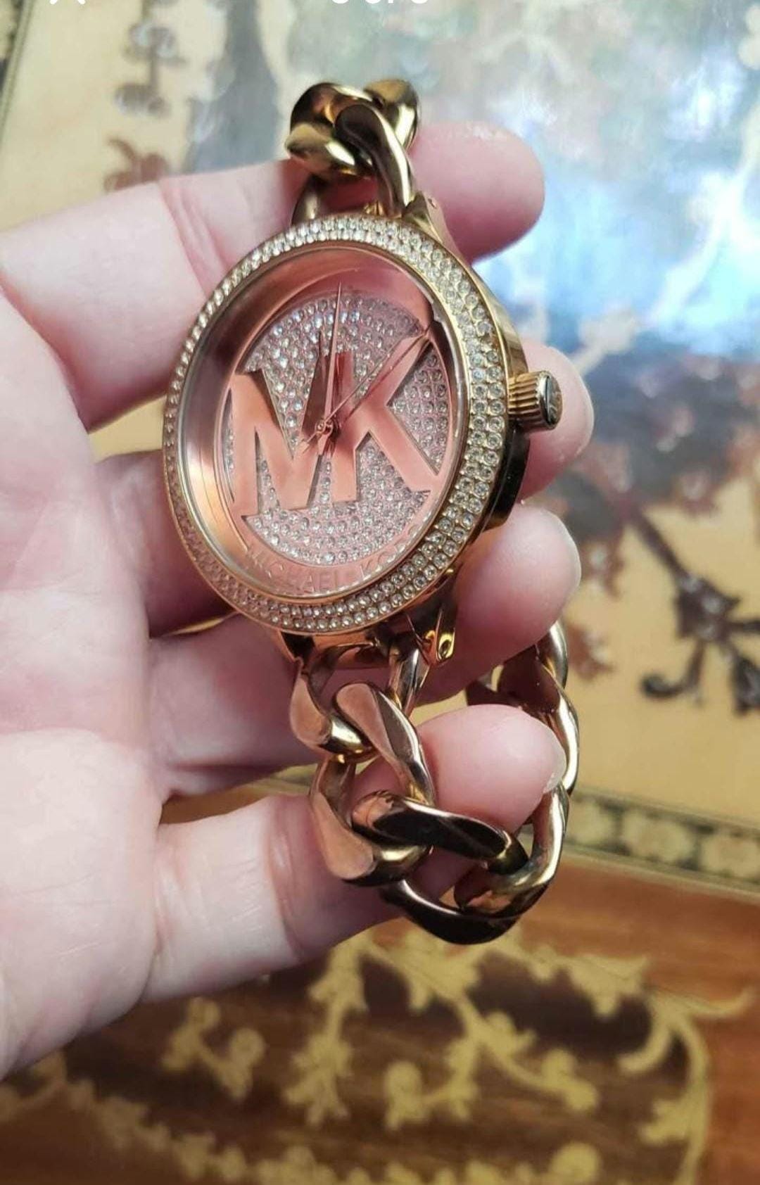 Vintage Michael Kors Rose Gold Ladies Watch! Tons of Crystals