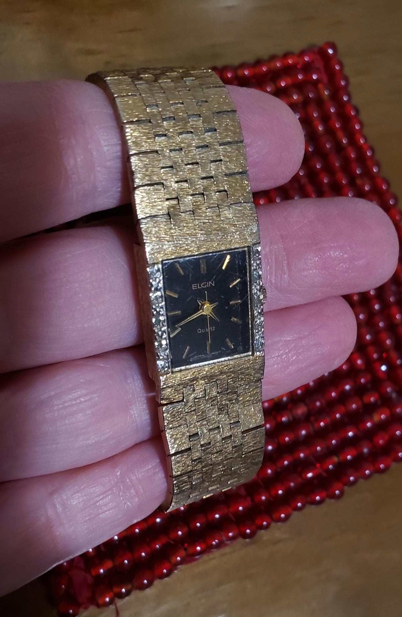 New in Box 1980s Elgin Diamond Lady’s Dress Watch with Original Manual Elgin Diamond Women VC11-379 Dress Gold Tone 18mm Quartz  main image 2